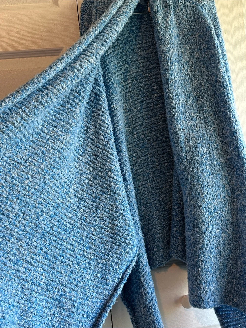 Free People BFF Cardigan Soft Stretchy Sky Blue Bouclé Open Cardigan